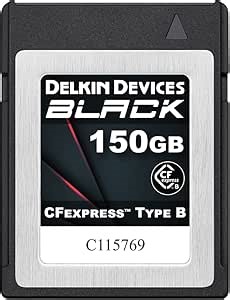 Delkin Devices BLACK CFexpress Type B Memory Card, up to 1725MB/s Read, 1530MB/s Write, for Professional Video and Photography (150GB)