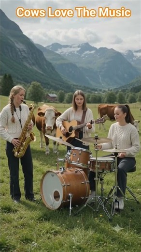 Norwegian Mountain Music 🇳🇴 | Girls, Cows & Beautiful Nature #youtubeshorts
