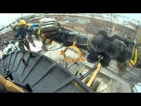 HMS Victory Removal of the Fore topsail yard - footage from above the ship!