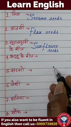 names of seeds | Daily use English words | Vocabulary | #shortsfeed