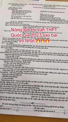 Nóng: Đề thi Văn THPT Quốc Gia 2023 vào bài Vợ Nhặt 🔥🔥🔥 Các sĩ tử làm bài tốt không nè? #TikTokNews #Socialnews #afamilyngaylucnay #THPTQuocGia #Giaoduc #amm