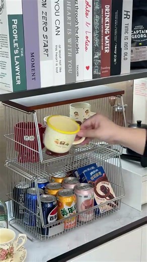 A treasure trove of storage shelves in your entryway | Stackable storage shelves! #kitchen #trolley