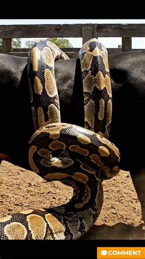 Python snake preys on cow inside pen😱😱😱#cow #snake #python