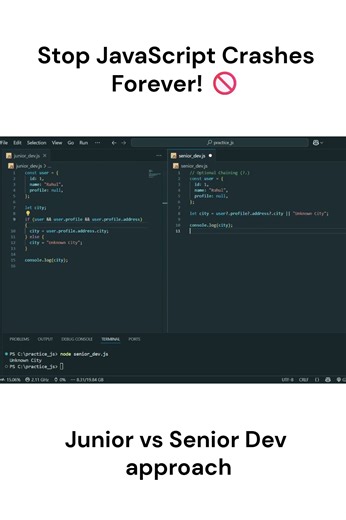 Stop JavaScript Crashes Forever! 🚫 (Day 2/100)#100daysofcode #100daysofcode #cleancode #shorts