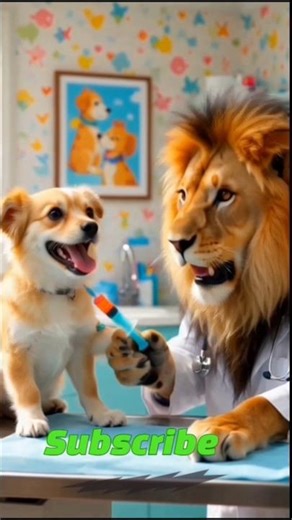 The lion is giving the dog an injection.😭😂🫣 #