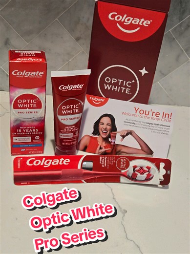 I Received the New Colgate Optic White Pro Series kit from Colgate Colgate Optic White Pro Series - Express White - Brilliant Mint & Toothbrush I'm testing this new Pro Series toothpaste and Toothbrush and after using it for a week, my theeth are staring to look better, whiter and healthier, it deeply gently removes years of stain and polishes the enamel. Great minty taste and love the fact that they included the Toothbrush it leaves my breath with a clean feeling and my teeths sparkling white w