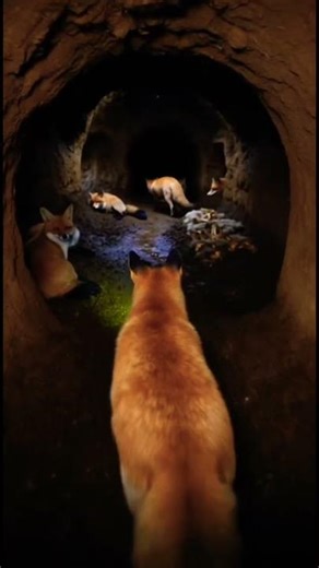 Red Fox POV Inside Its Hidden Underground Den 🦊 #wildlife #shorts
