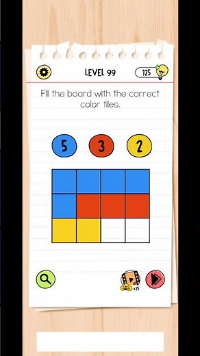 Level 99 // Fill the board with the correct color tiles. // brain test