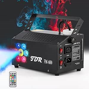 Fog Machine JDR 600W Mini Smoke Machine with 13 Colorful LED Light Children's Day Outdoor Auto Mode and 2in1 Wireless Remote Control Indoor for Parties, Disco, Halloween, Stage Effect Weddings 3500CFM