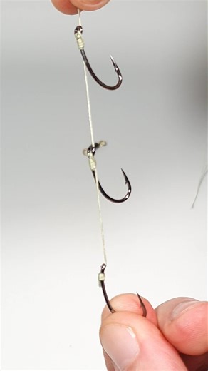 🔥🪡 How to tie 3 fish hooks to one line | Easy DIY Fishing Rig #fishing