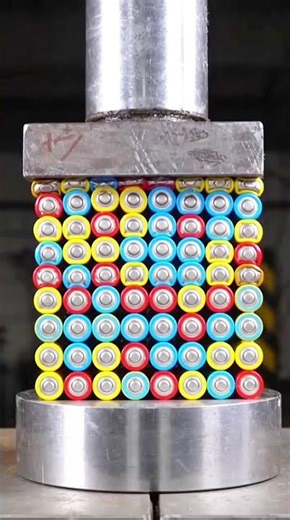 A massive heavy hammer smashes all the batteries. 😱 #shortvideo