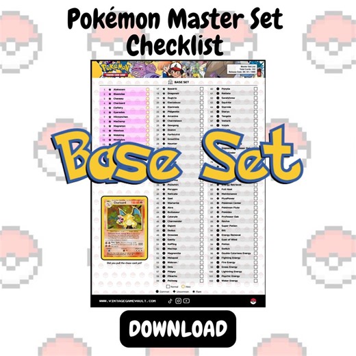 Pokémon TCG - Base Set - Master Set Checklist (download) - Etsy