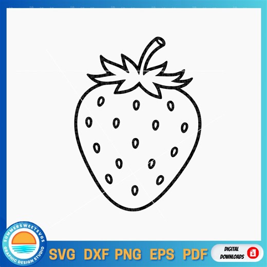 Strawberry Outline Svg Cut File: PNG SVG PDF Digital File - Etsy