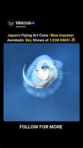 viralexox on Instagram: "Speed, precision, and sky-cutting perfection — Japan’s Blue Impulse once again shows why they’re one of the greatest aerobatic teams on the planet. At over 1,038 KM/H, these jets slice through the air with discipline only elite pilots can master. Their smoke trails twist into perfect circles, turning the open sky into a living masterpiece. This isn’t just flying… it’s art in motion, power under control, and skill pushed to the limit. Pure aviation magic. ✈🔥 #viralexox #