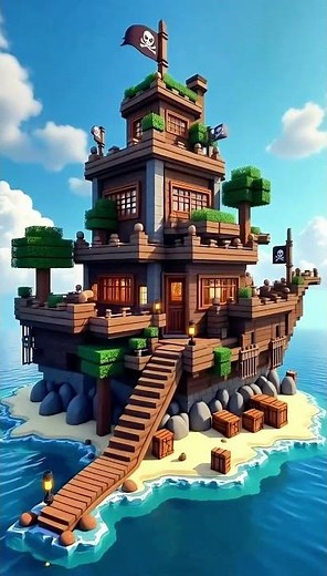 I Built a Pirate Cove with a Sunken Ship in Minecraft! #minecraft #minecraftshorts