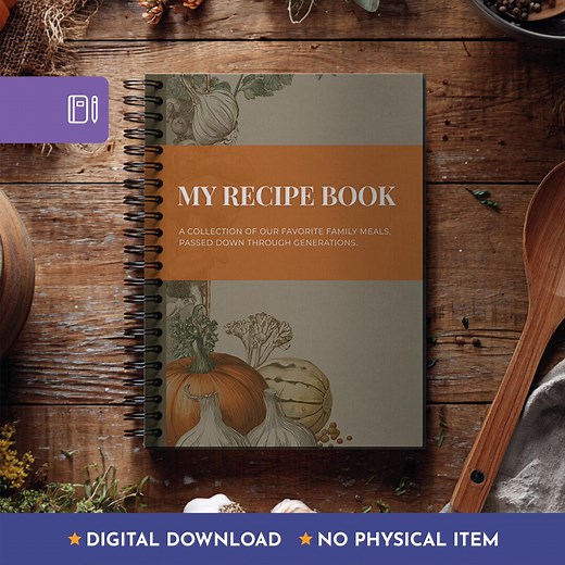 Editable Recipe Book Template Canva Cookbook Journal With Lined Pages - Etsy