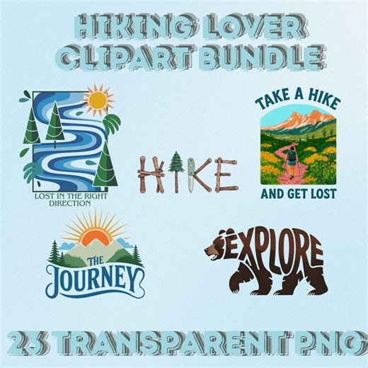 Hiking Clipart Bundle, Outdoor Adventure PNG, Mountain & Camping Digital Download - Etsy