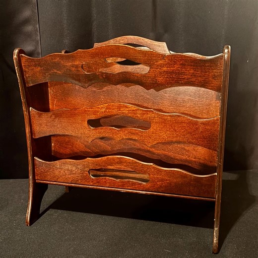 Vintage Wooden Magazine Rack – Curved Slat Design – Tabletop or Floor Rack - Etsy