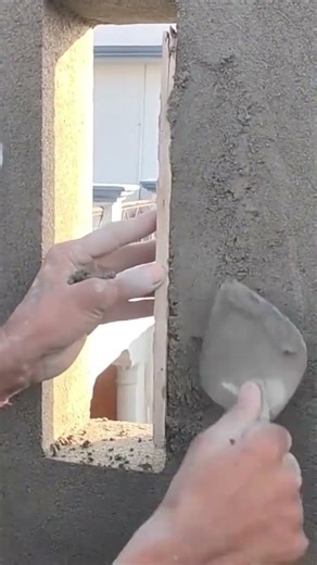 easy window wall plastering process #construction #windows #wall #plastering #popular #shorts