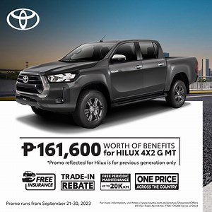 Exude confidence on the road with a tough new Toyota Hilux! Score up to P161,600-worth of benefits this month and inquire at your nearest dealership to learn more. | Toyota Motor Philippines