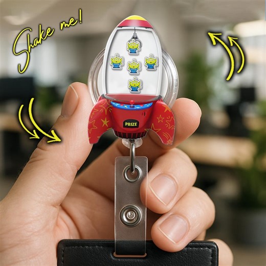 Toy Story Alien Shaker Badge Reel, Claw Machine Badge Holder, Cute Retractable Nurse ID Reel, Shake Me Badge Clip AYEM20
