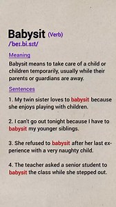 Vocabulary: Babysit Meaning and Sentences. | Table of Knowledge TV