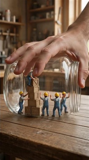 Tiny People Trapped Inside a Giant Glass Jar #short #miniature