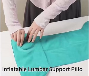 Inflatable Lumbar Support Pillow,H-Type Self Pressing Inflation Pillow for Office Chair and Airplane Travel Seat,Foldable Pillows Easy to Carry, Back Pain Relief (Grey)