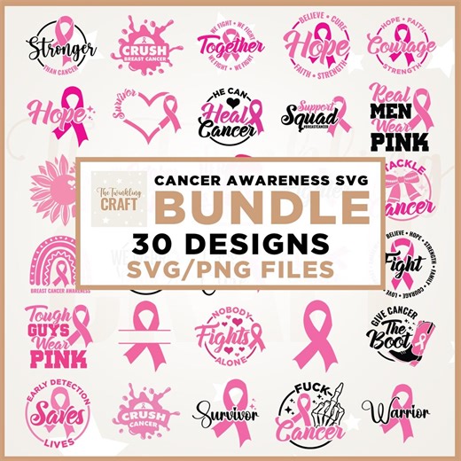 Cancer Awareness Svg Bundle, Cricut, Png, Svg, Sublimation, Breast Cancer SVG Bundle, Cancer SVG, Cancer T-shirt Design, Cancer Ribbon Svg. - Etsy