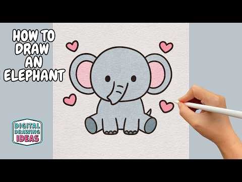 How to Draw an Elephant | Cute Elephant Drawing Tutorial