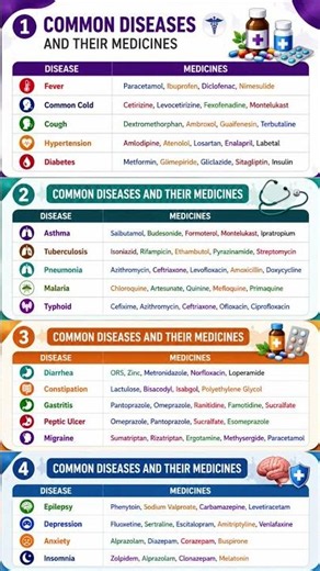 19 Common Diseases and Their Medicines | Medical Information | Learn Medicine #shorts
