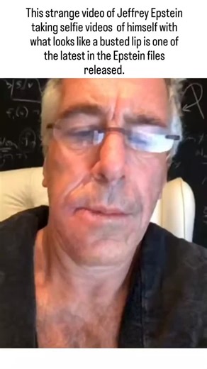 Funcraker on Instagram: "The post by Ed Krassenstein highlights a video from the DOJ's January 30, 2026, release of over 3 million Epstein files, mandated by the 2025 Transparency Act, depicting Epstein filming unsettling selfies with an apparent lip injury. The 11-second clip, showing Epstein in various indoor settings making exaggerated facial expressions, has elicited strong reactions on X, including memes, disgust at his appearance, and speculation about the injury's cause like herpes or vio