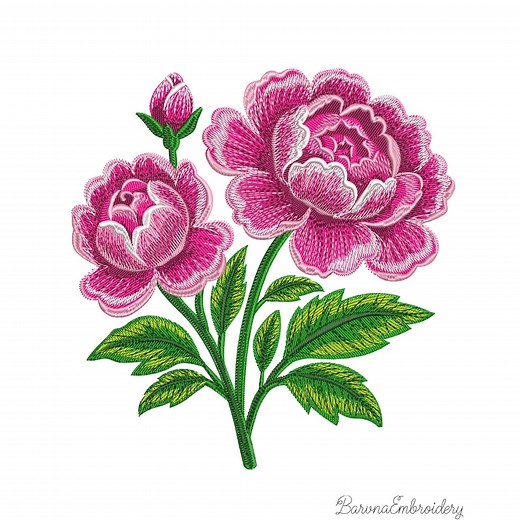Peony Flower Embroidery Design – Elegant Floral Machine Embroidery File – Instant Download - Etsy