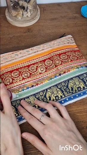 Sewing a boho pouch from leftover laces 🩷♻️ #sewingtutorial #sewing #crafts #diy #upcycling #india