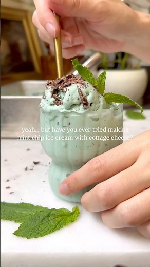 Healthy Mint Chocolate Chip Ice Cream #cottagecheese #mint #icecream