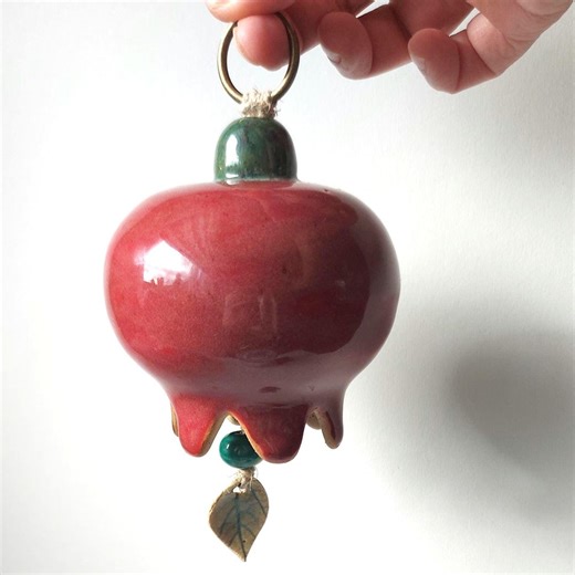 Handcrafted Ceramic Pomegranate Bell, Stoneware Garden Home Decor, Artisan Pottery Gift - Etsy