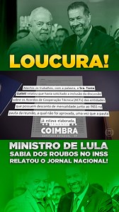 Essa notícia surpreende o total de 0 pessoas. Enquanto Bolsonaro em seu governo uma forma de investigar melhor as fraudes do INSS, ministro de Lula fecha os olhos para a roubalheira que acontecia. | Tenente Coimbra