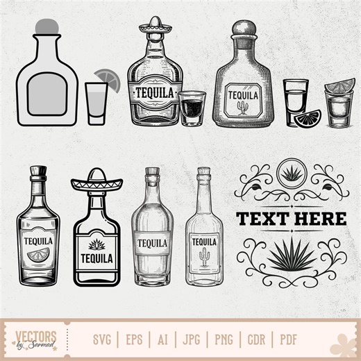 Tequila SVG, Tequila Clipart, Tequila Bottle Svg, Shot Glass With Lime Svg, Tequila PNG, Tequila Bottle and Glass Vector Illustration - Etsy