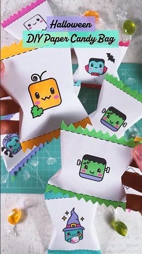 Mini Halloween Candy Bags DIY 🍬 | Cute & Easy Paper Craft!