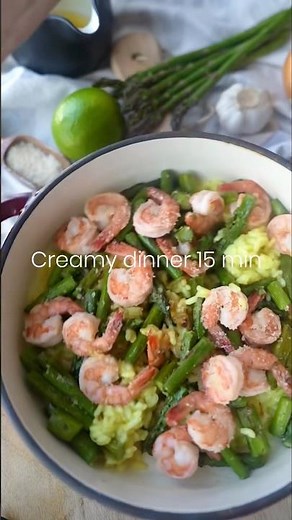 15-Minute Shrimp & Asparagus Risotto (Creamy + Easy)