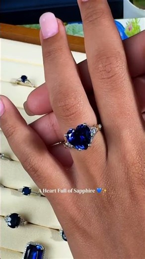 Heart Sapphire Engagement Ring For Women 💙 925 Silver and 10K Yellow Gold / Gem Stone King Jewelry
