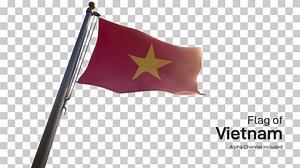 Vietnam National Flag Waving with Alpha Channel