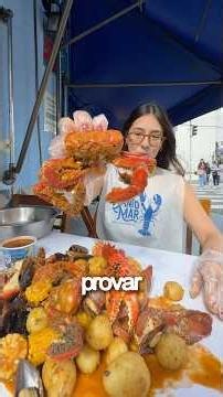 Comendo o Saco de Frutos do Mar 🦞 (seafood boil) #comidaderua #seafoodboil #frutosdomar
