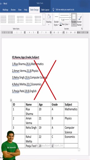 Convert Text to Table with One Shortcut #microsoftword #tricks #shortcuts #officehacks