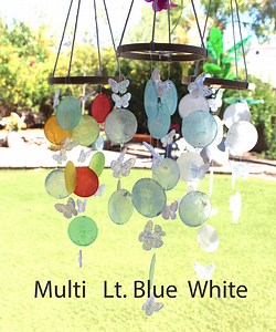 Wind Chimes and Butterflies in White, Light Blue or Multicolored Capiz Shells ... Unique Gift - Serene, Calming Sound! - Etsy