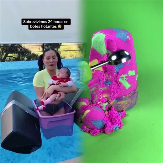 Nasya inside the floating boats in the pool 😰😣