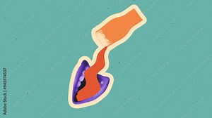 Hen night, party. Holiday mood. Stop motion, animation. Open female mouth and glass of light beer isolated on blue background. Concept of festival, traditions, taste, drinks and holidays. Surrealism