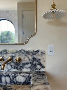 Calacatta Viola Marble Double Sink Vanity: Scalloped Backsplash, Custom Bathroom Basin - Etsy