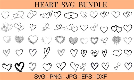 Heart Svg Bundle, Heart Svg, Hand Drawn Heart Svg, Open Heart Svg, Doodle Heart Svg, Sketch Heart Svg, Love Svg,valentine Svg,cricut,png,dxf - Etsy