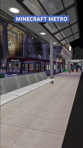 🚇Minecraft Metro arriving at station (at night) #minecraft #mtrmod #mtr #train #gaming #metro #tram